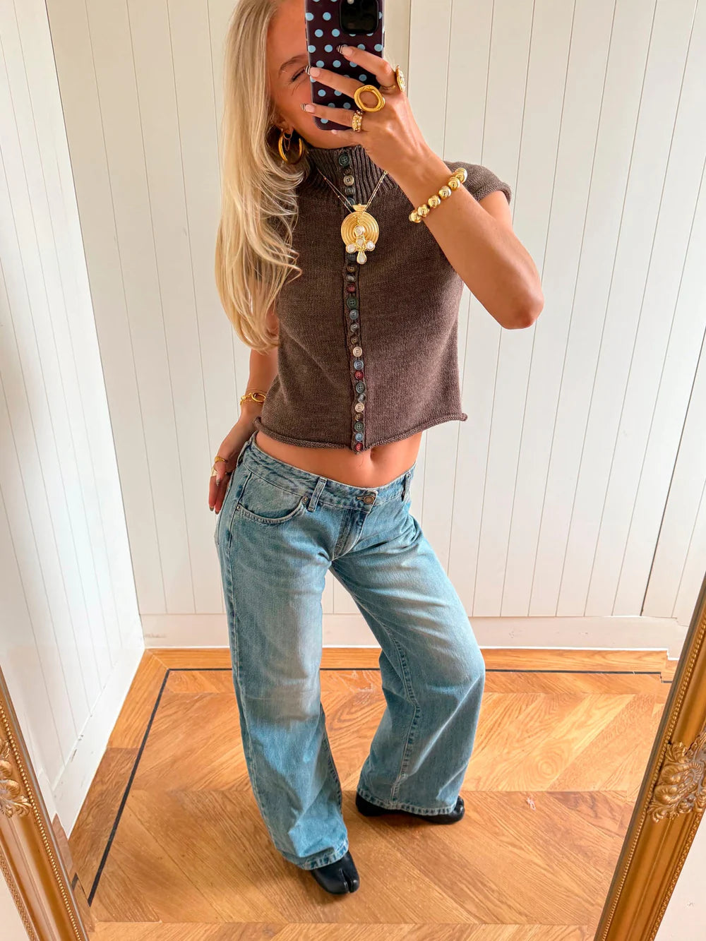 Amber Knitted Button Short Sleeve