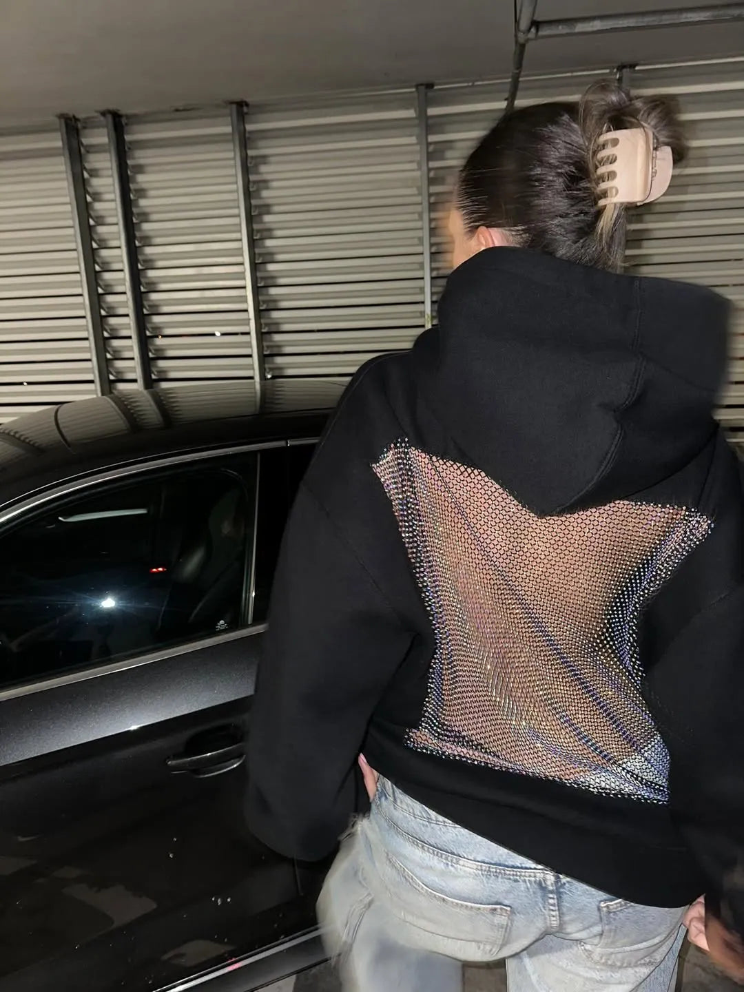 Luna Rhinestone Mesh Hoodie