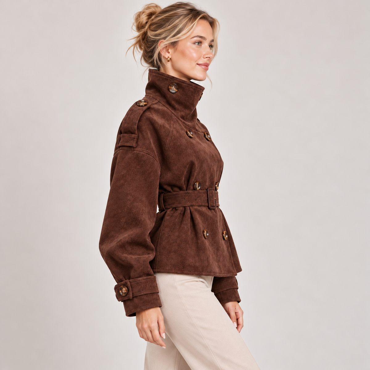 Josie Cropped Belted Trench Coat