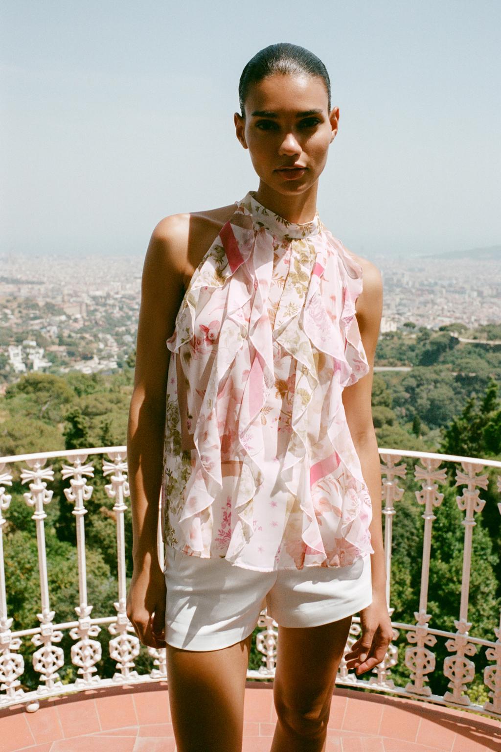 Veronica Floral Ruffle Top