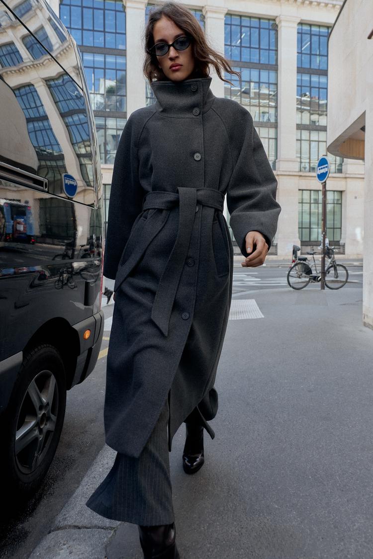 Eliza Soft High Neck Belted Coat