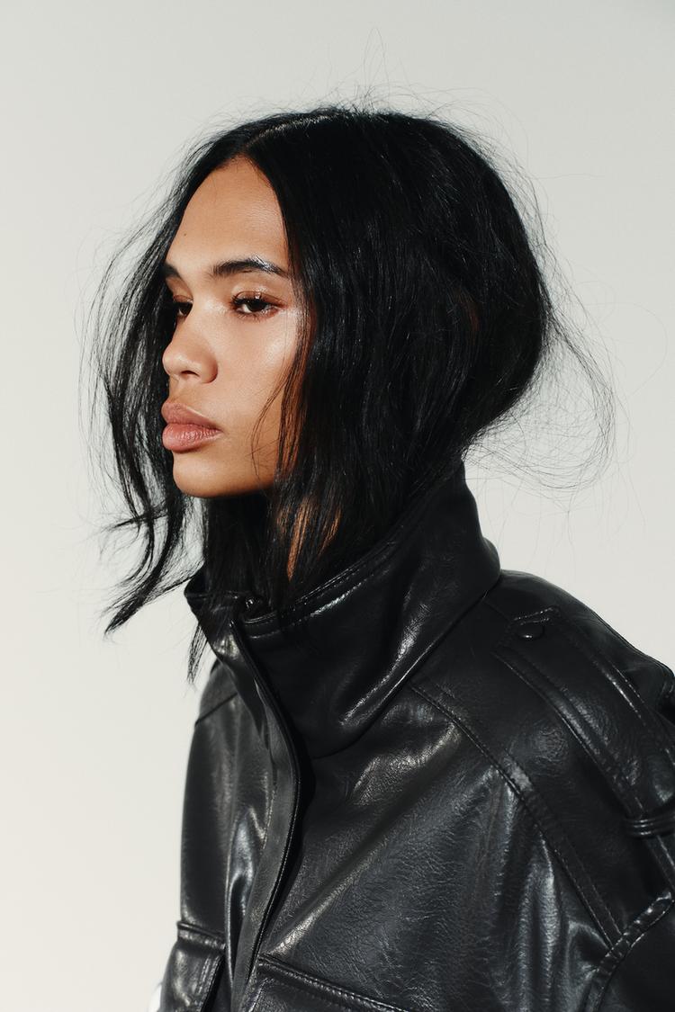 Suzy Faux Leather Cropped Jacket