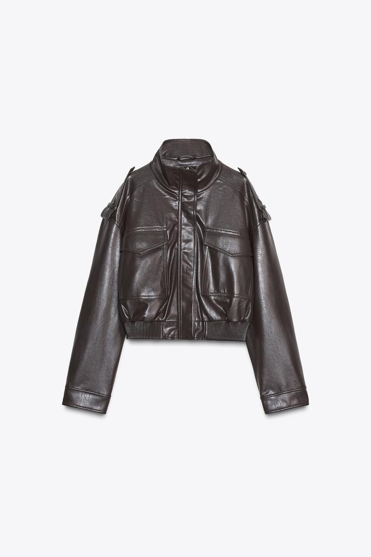 Suzy Faux Leather Cropped Jacket