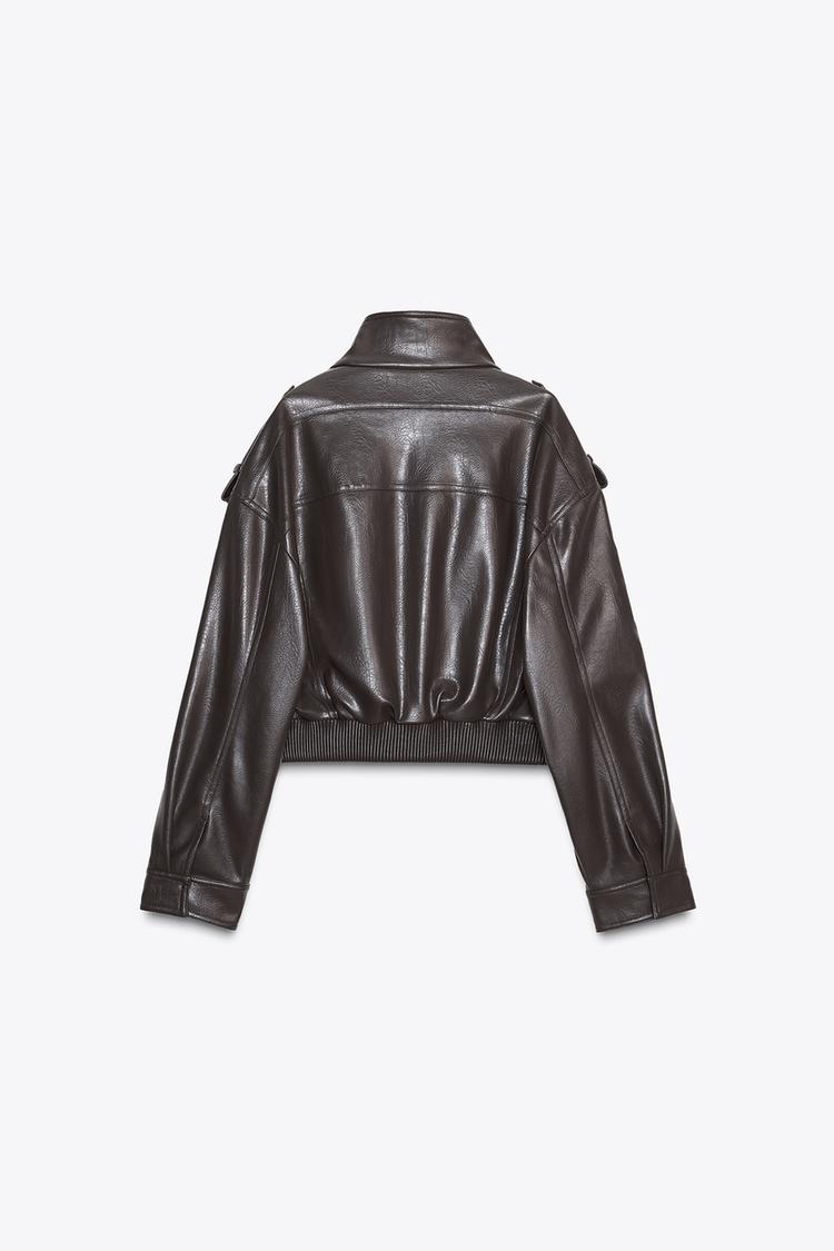 Suzy Faux Leather Cropped Jacket