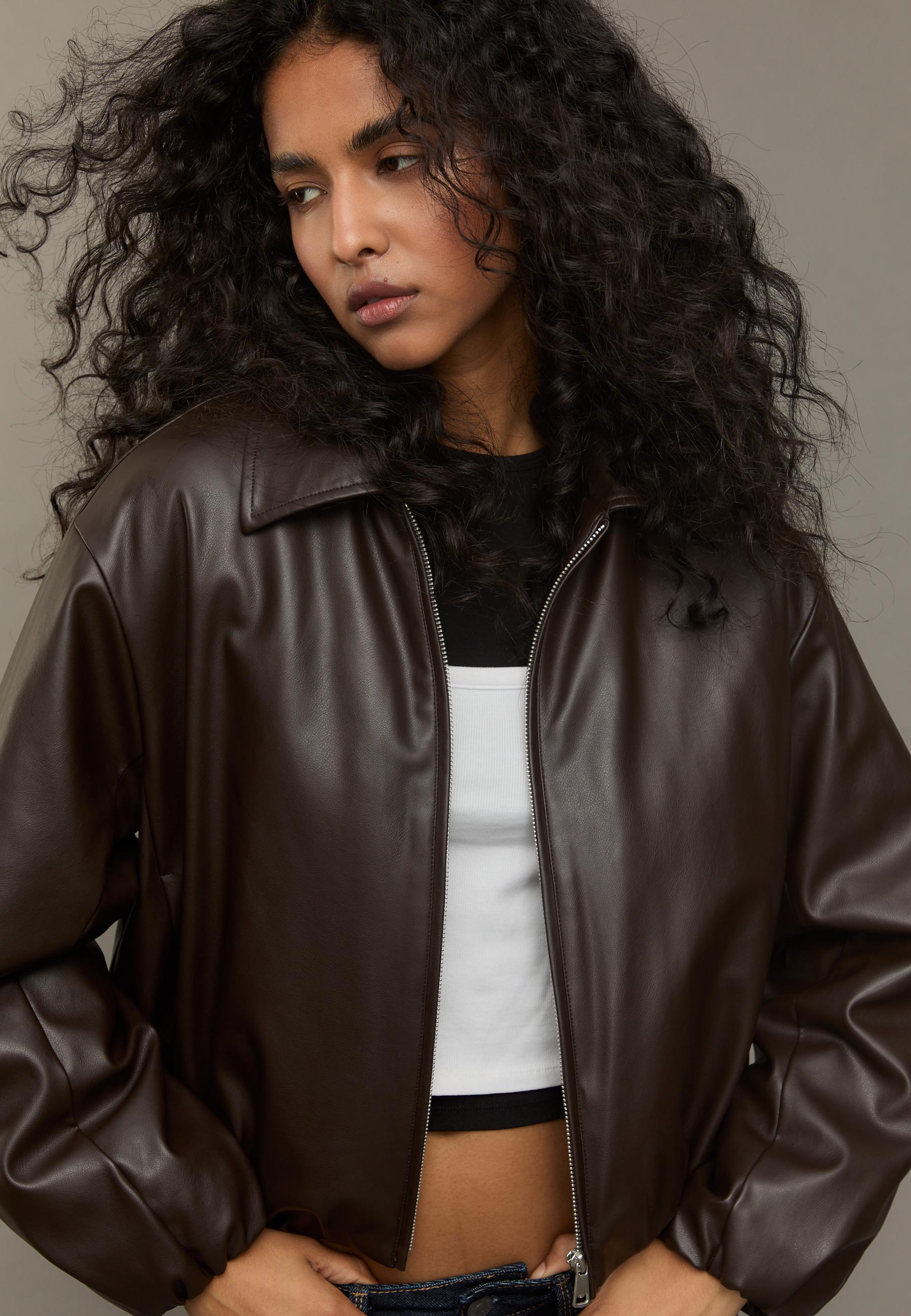 Natasha Faux Leather Bomber
