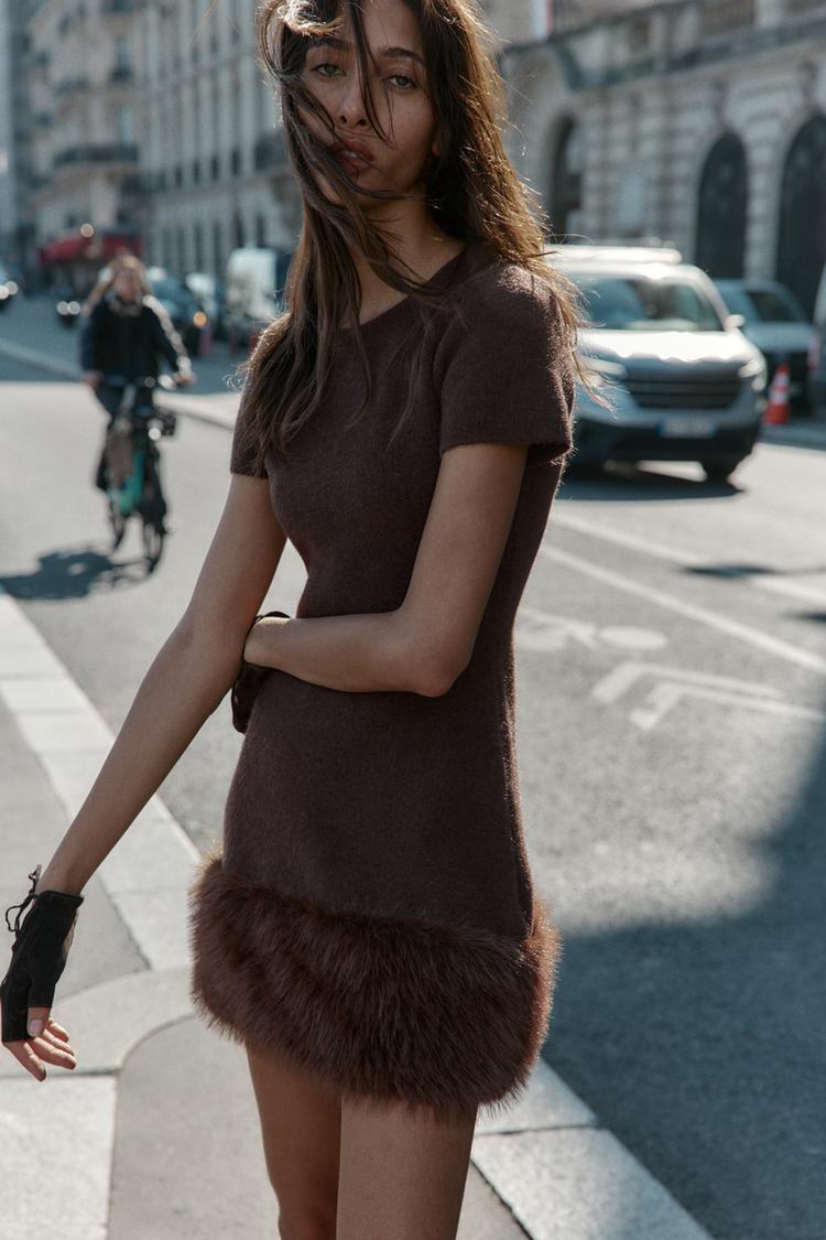 Aubrey Fur Mini Dress