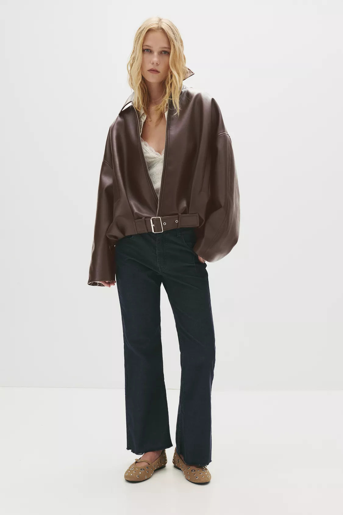 Mia Faux Leather Bomber Jacket