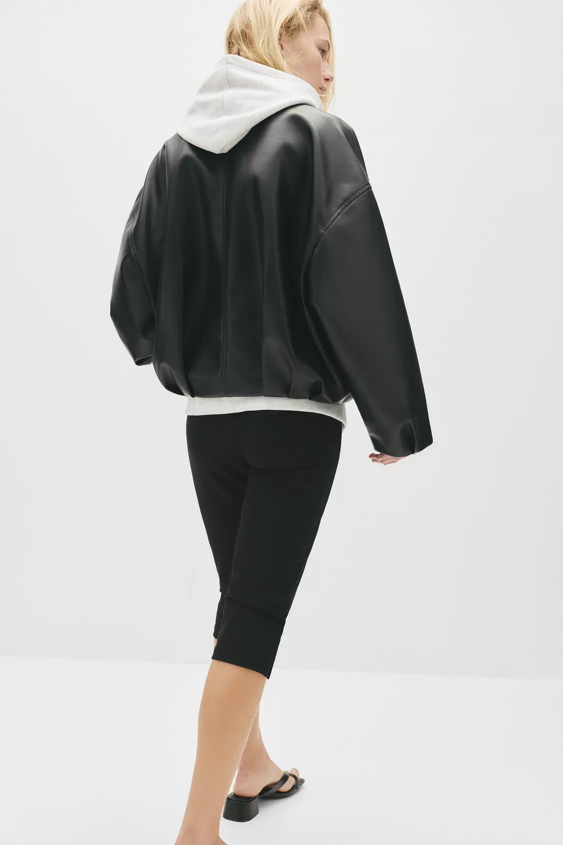 Mia Faux Leather Bomber Jacket