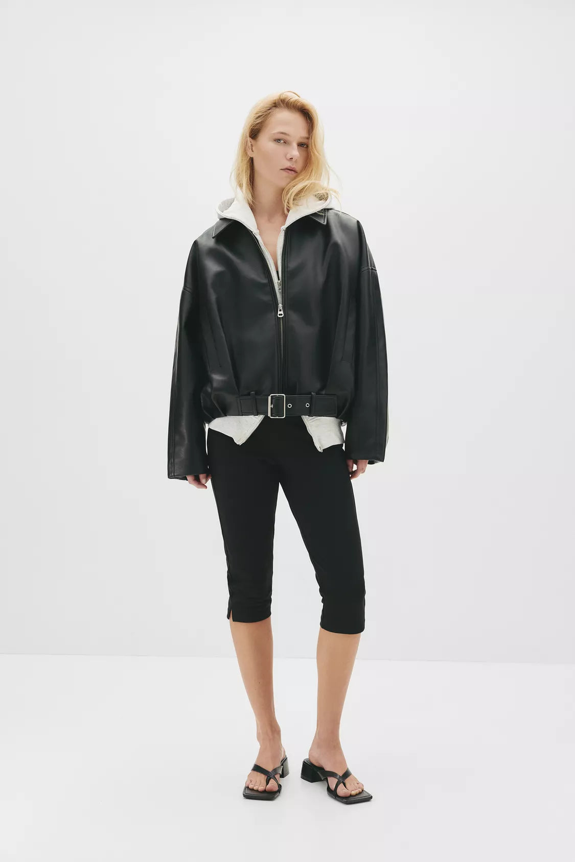 Mia Faux Leather Bomber Jacket