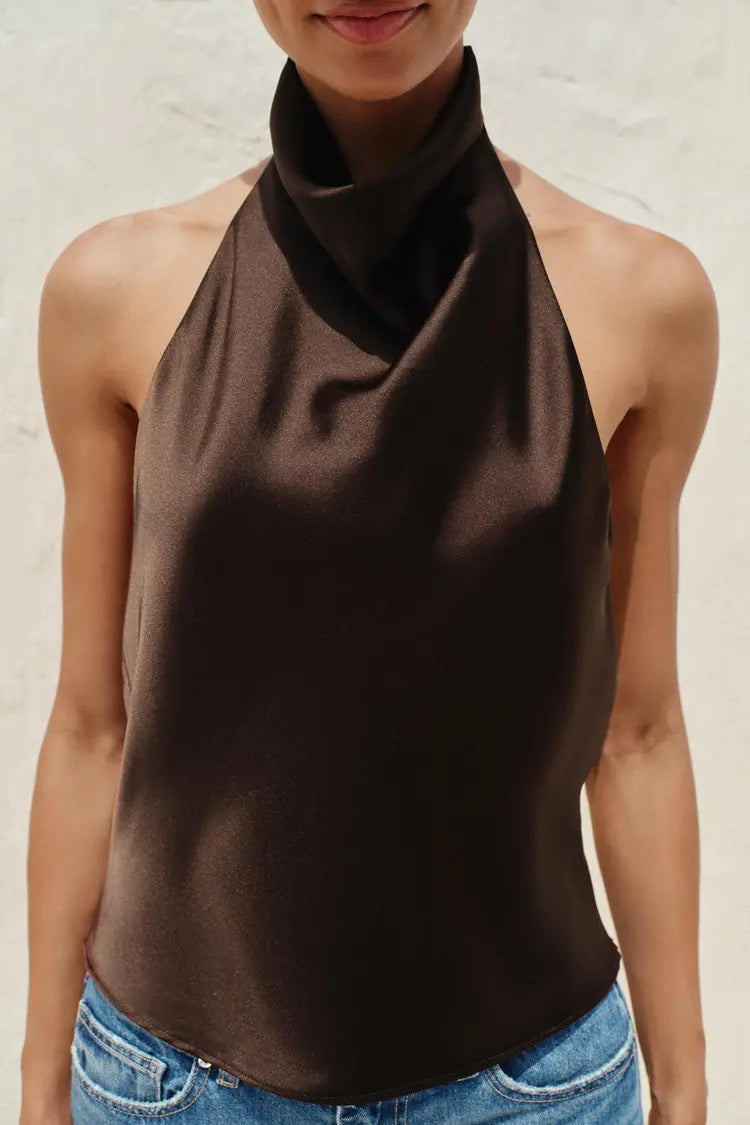 Eliza Satin Halter Neck Top