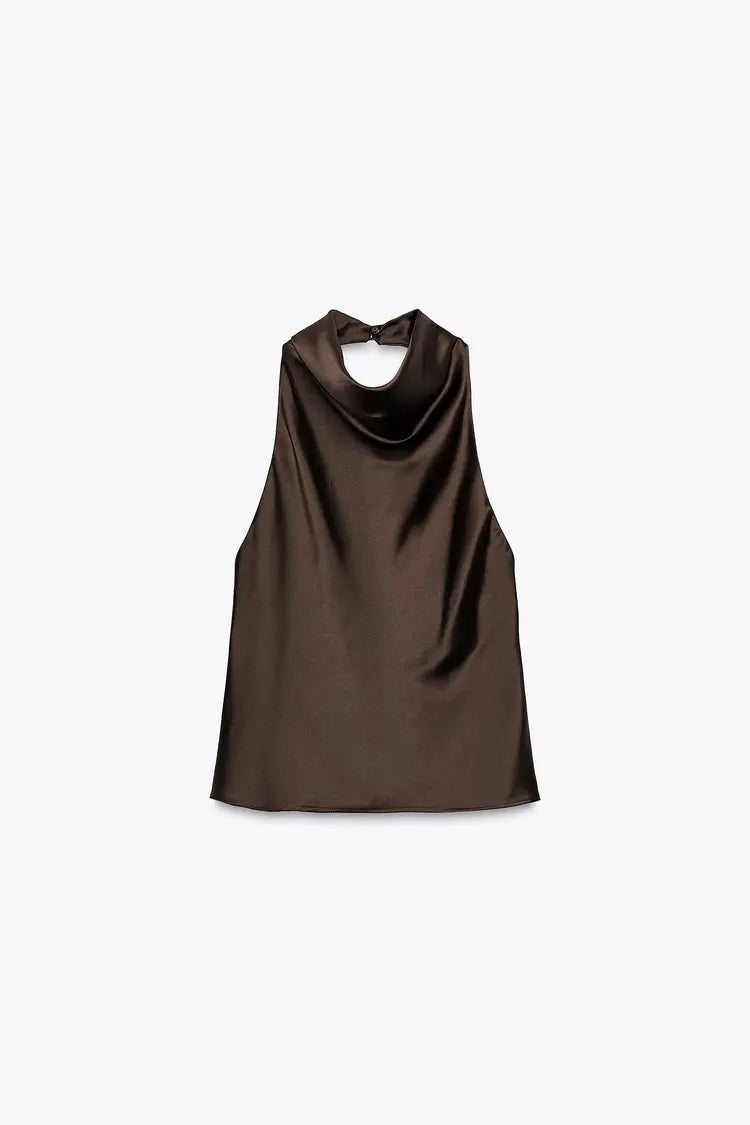 Eliza Satin Halter Neck Top
