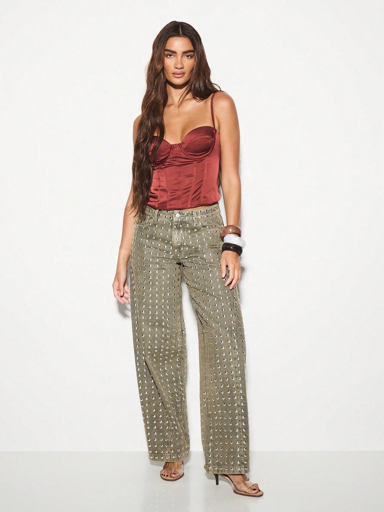 Bianca Studded Wide Jeans