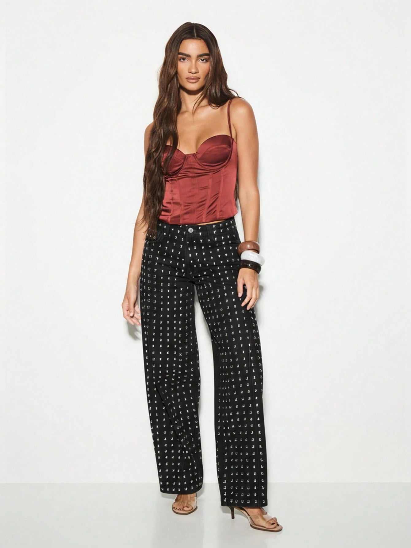 Bianca Studded Wide Jeans