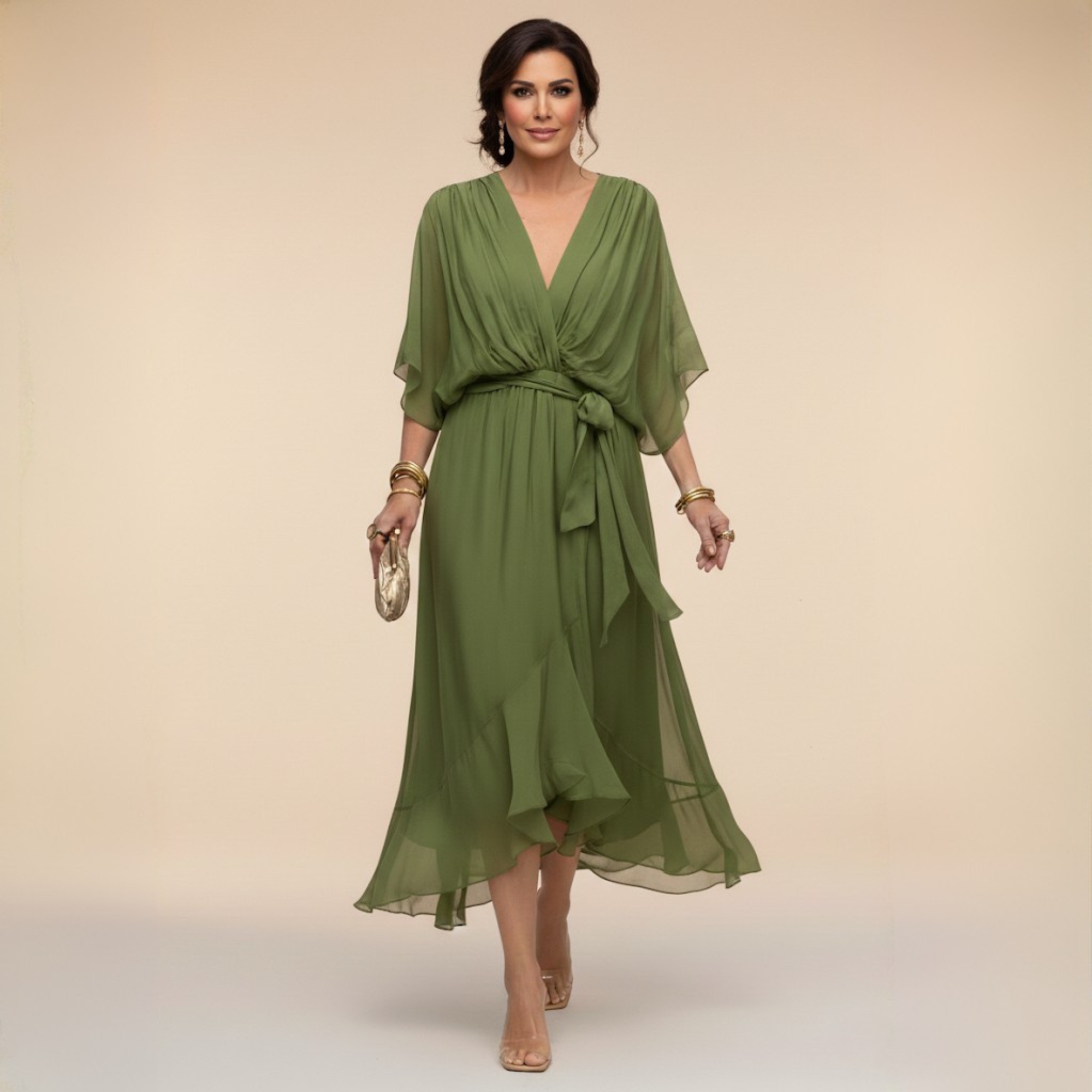 Edith | V-neck Chiffon Dress