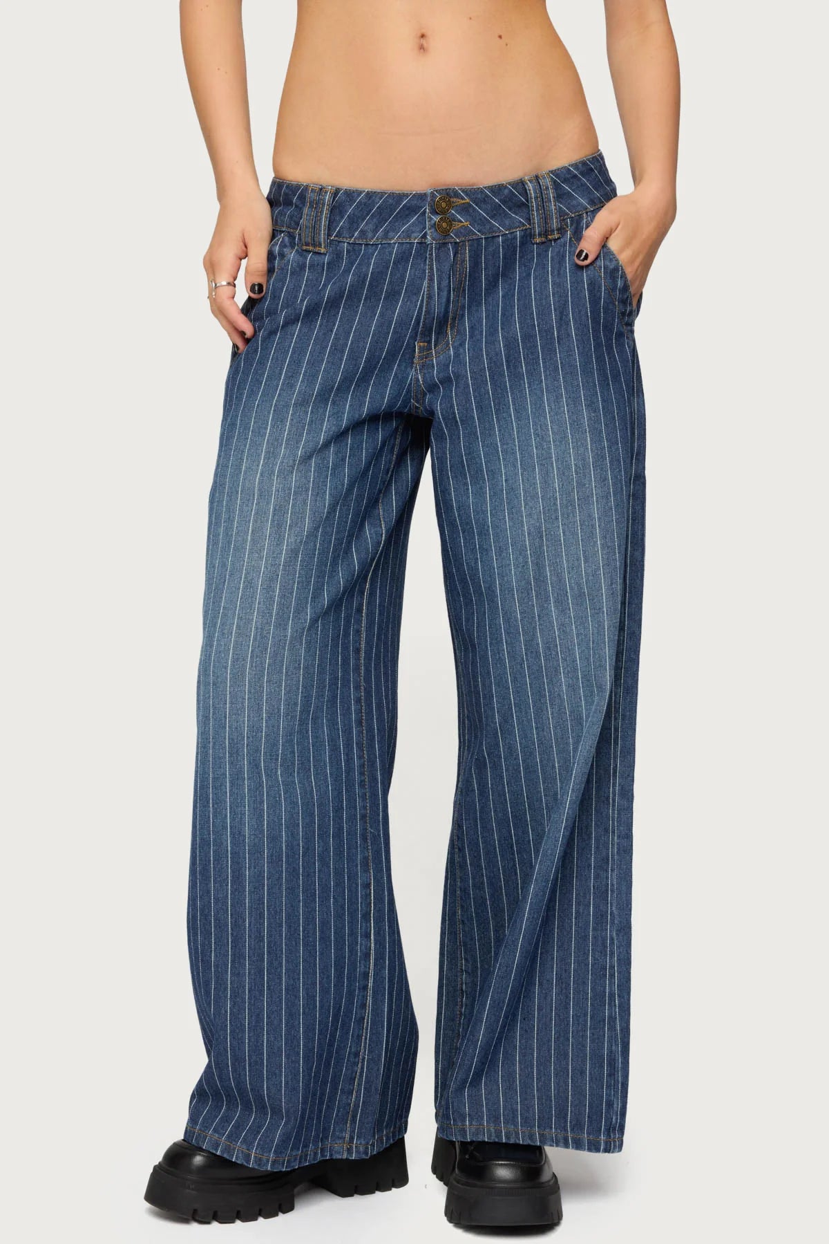 Rosalie Striped Low Rise Jeans