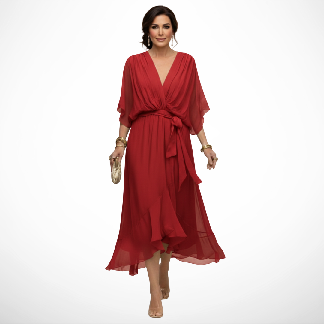Edith | V-neck Chiffon Dress