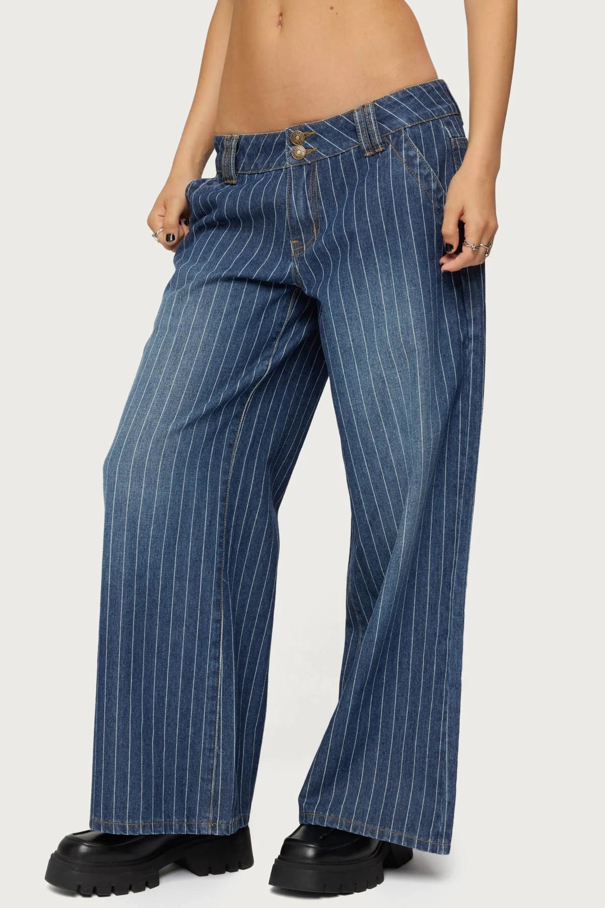 Rosalie Striped Low Rise Jeans