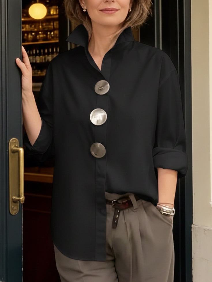 Aria | Stand Collar Button Blouse
