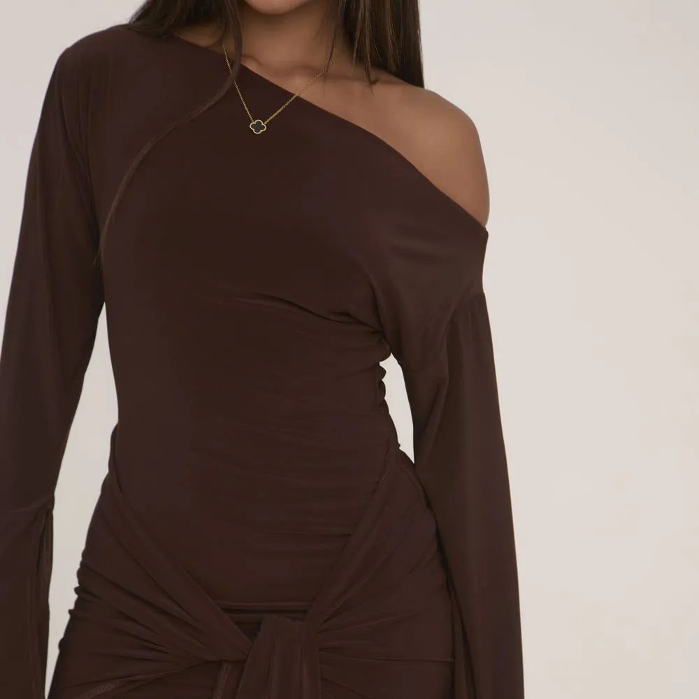 Long Flared Sleeve Dress - LOUVELLI