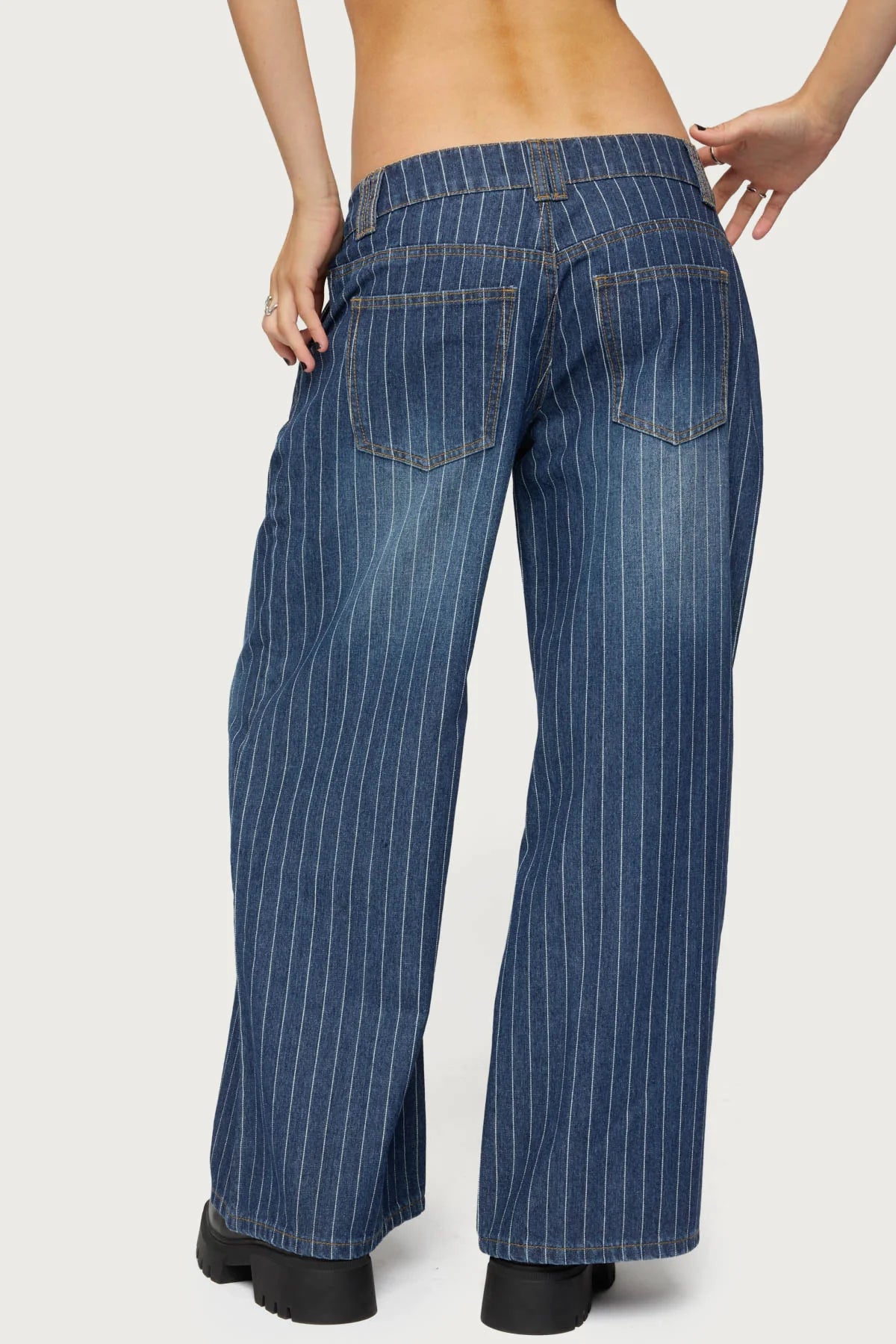 Rosalie Striped Low Rise Jeans