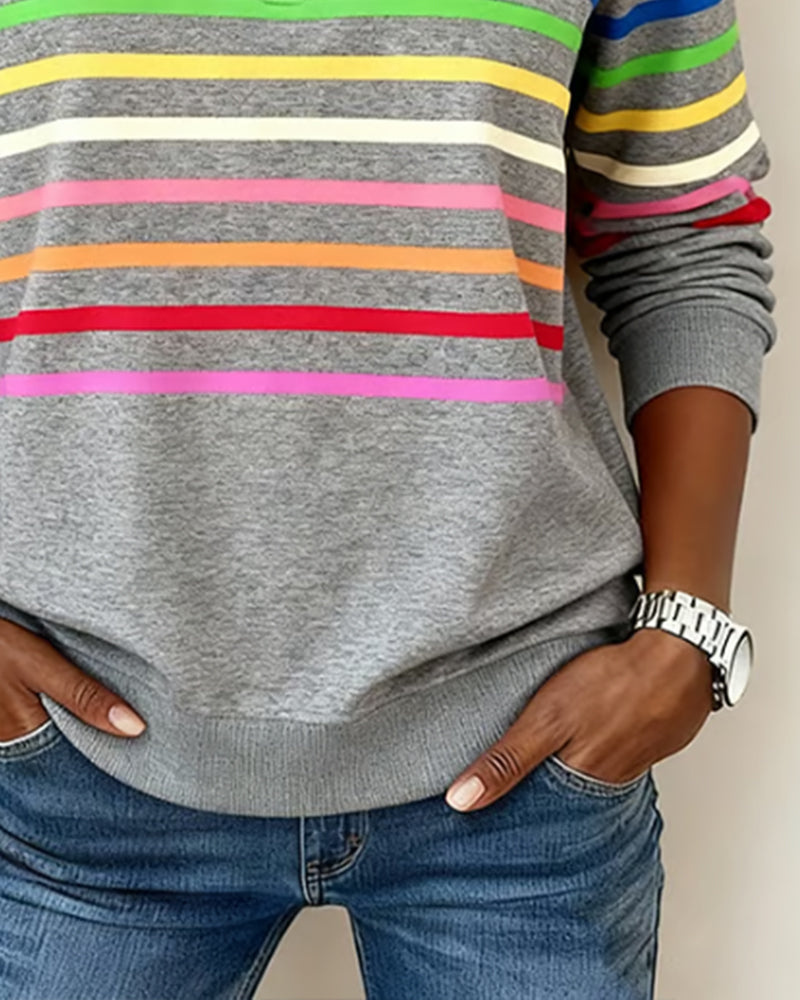 Grace | Colourful Stripe Quarter-Zip Sweatshirt