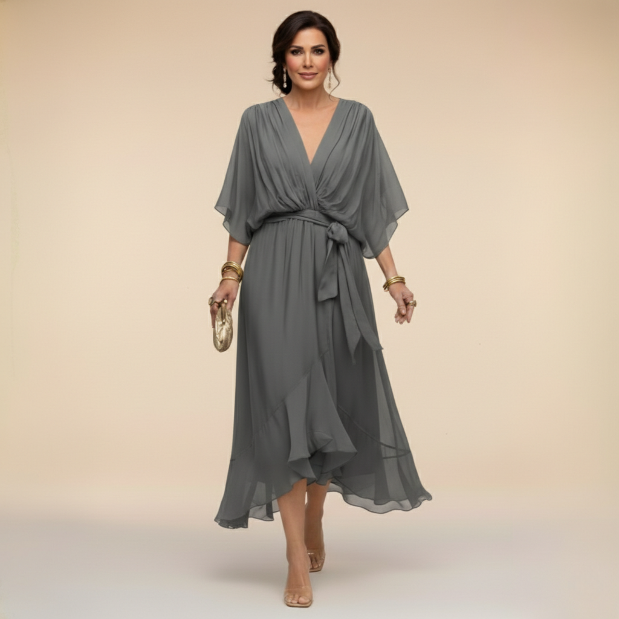 Edith | V-neck Chiffon Dress