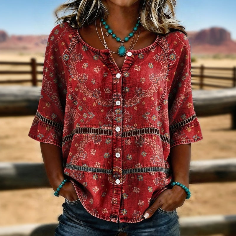 Sacha Vintage Ethnic Print Blouse