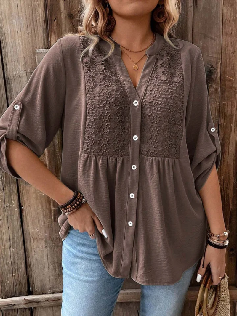 Hazel | V-Neck Button Blouse