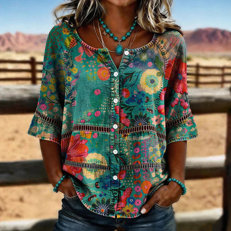 Sacha Vintage Ethnic Print Blouse
