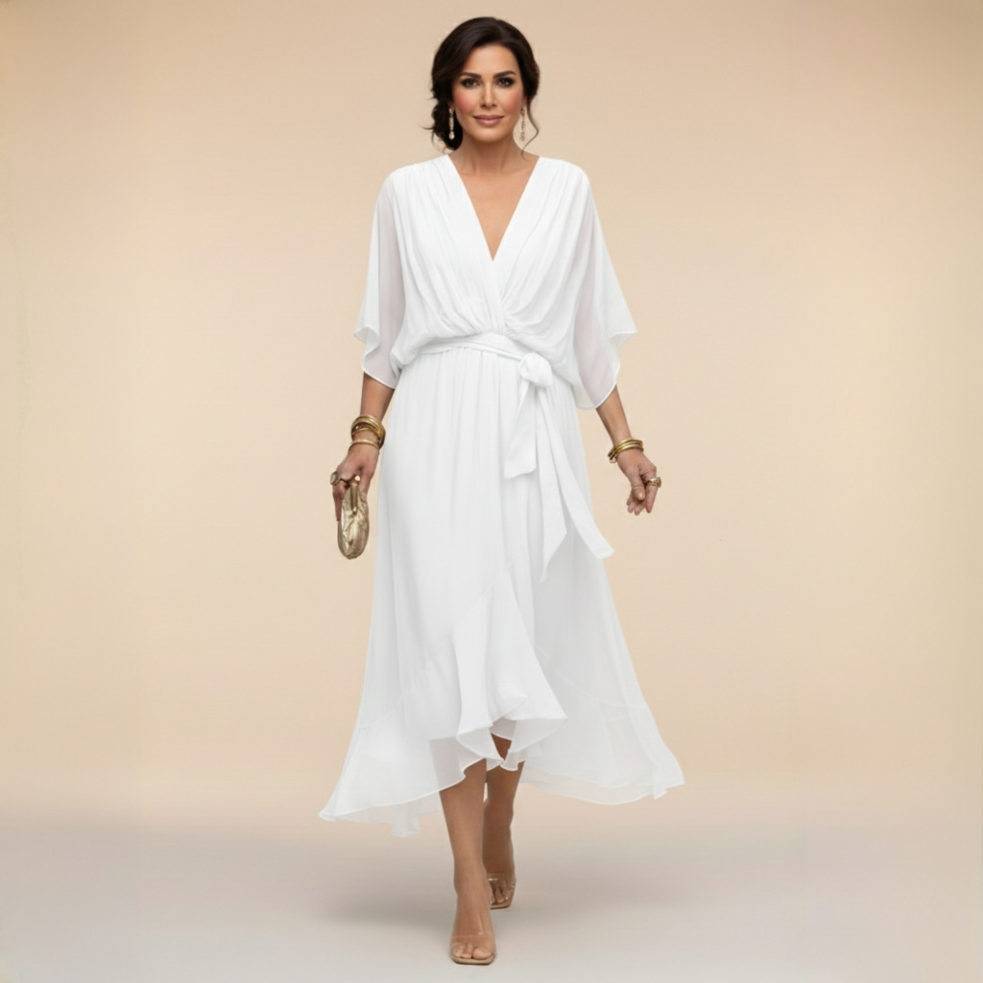 Edith | V-neck Chiffon Dress