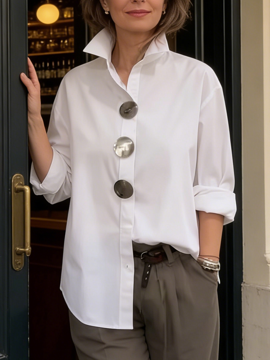 Aria | Stand Collar Button Blouse