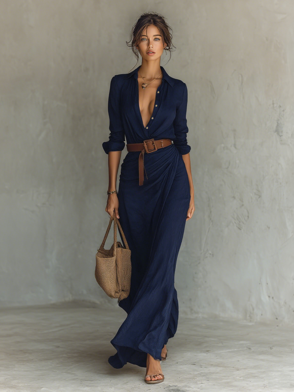 Sienna | Draped Shirt Maxi Dress