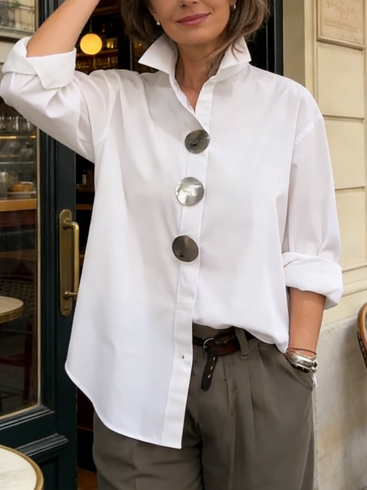 Aria | Stand Collar Button Blouse