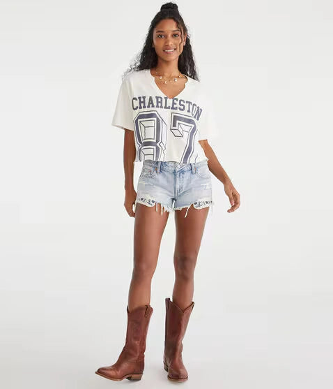 Harper Vintage Low-Rise Denim Shorts
