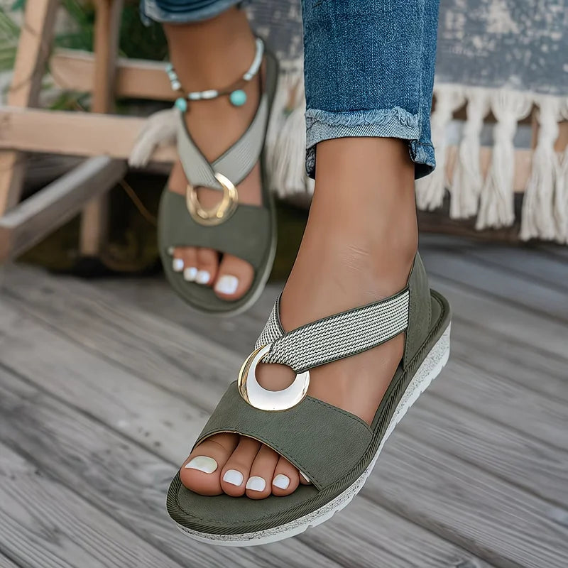 Lucia | Flat Sandals With Metal Buckle