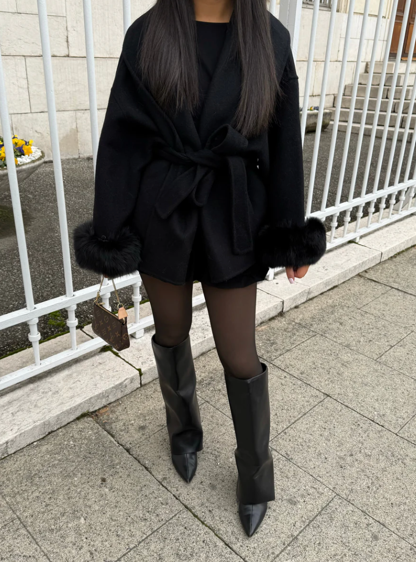 Belted Trench With Fur