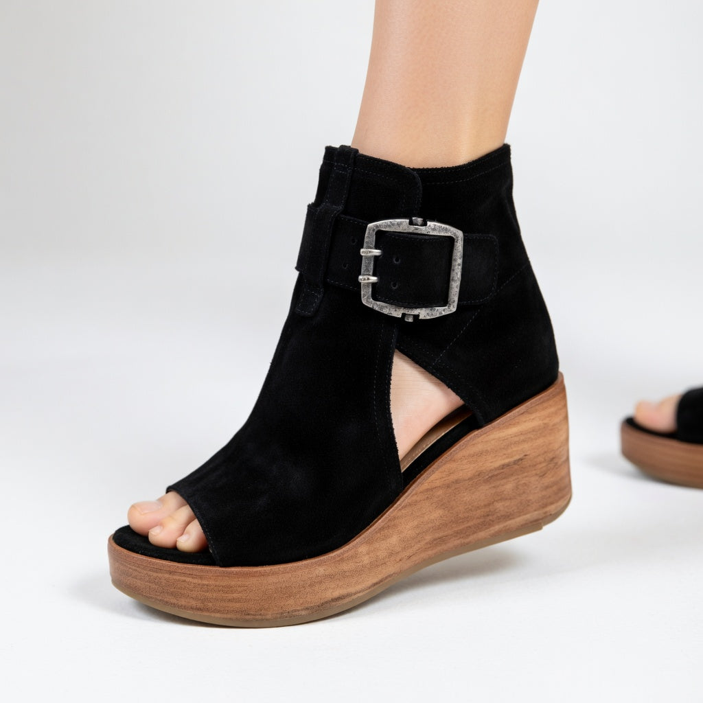 Ava Open-Toe Wedge Ankle Boots
