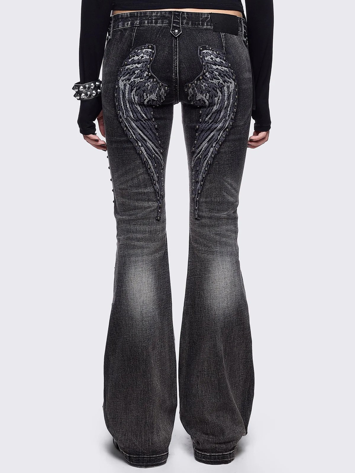 Black Washed Flared Angel Jeans