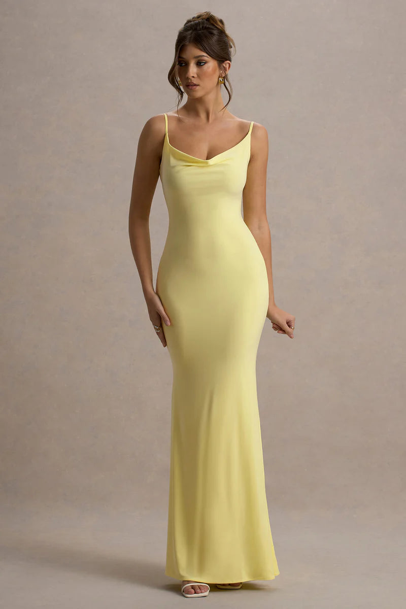 Phoebe Cowl Neck Backless Maxi Dress