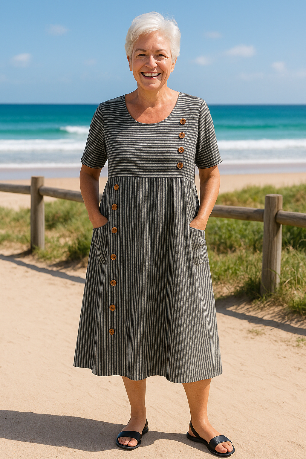 Celine | Striped Midi Dress