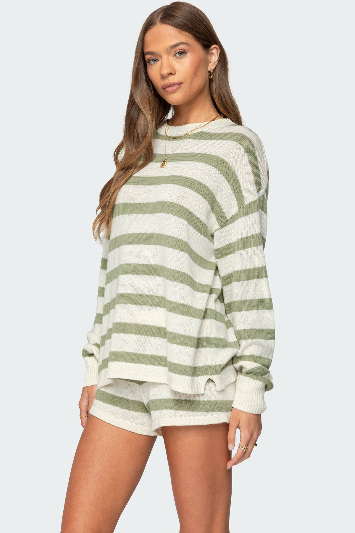 Lyssa Oversized Striped Knit Sweater + FREE Shorts