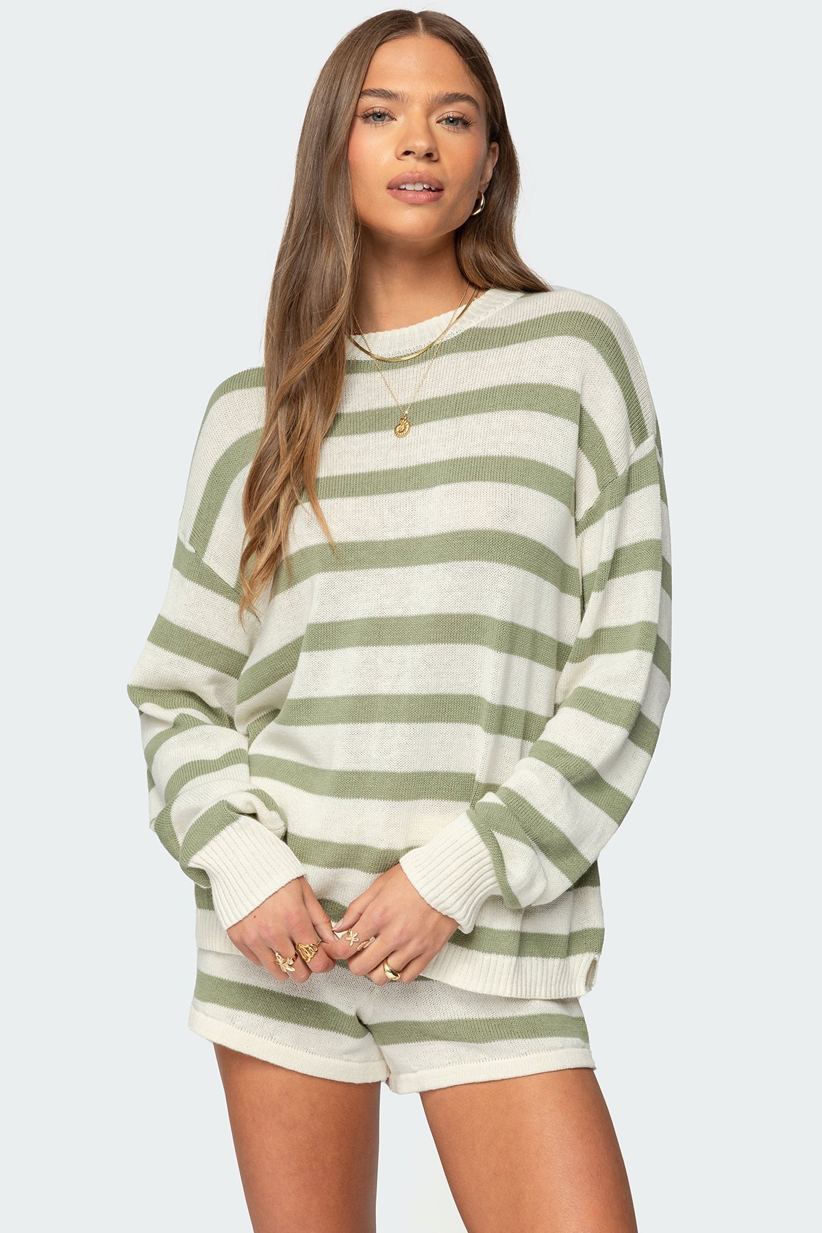 Lyssa Oversized Striped Knit Sweater + FREE Shorts