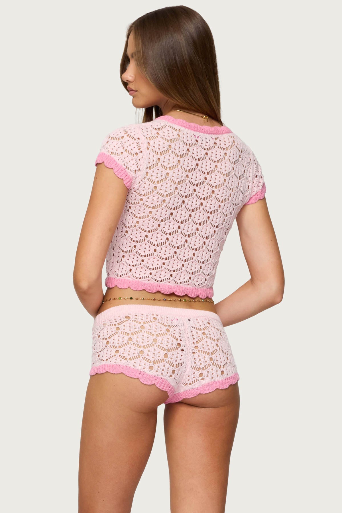 Alexa Open Knit Button Up Top + Free Shorts