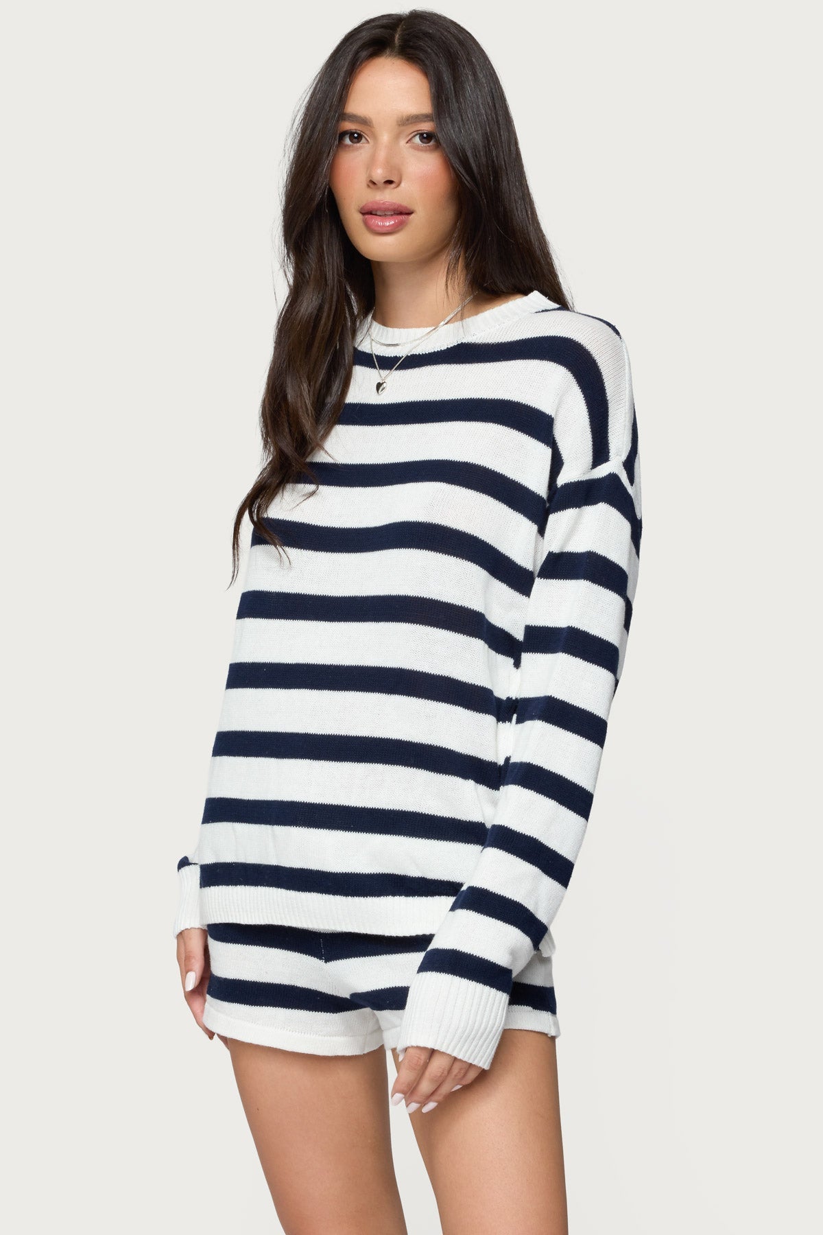 Lyssa Oversized Striped Knit Sweater + FREE Shorts
