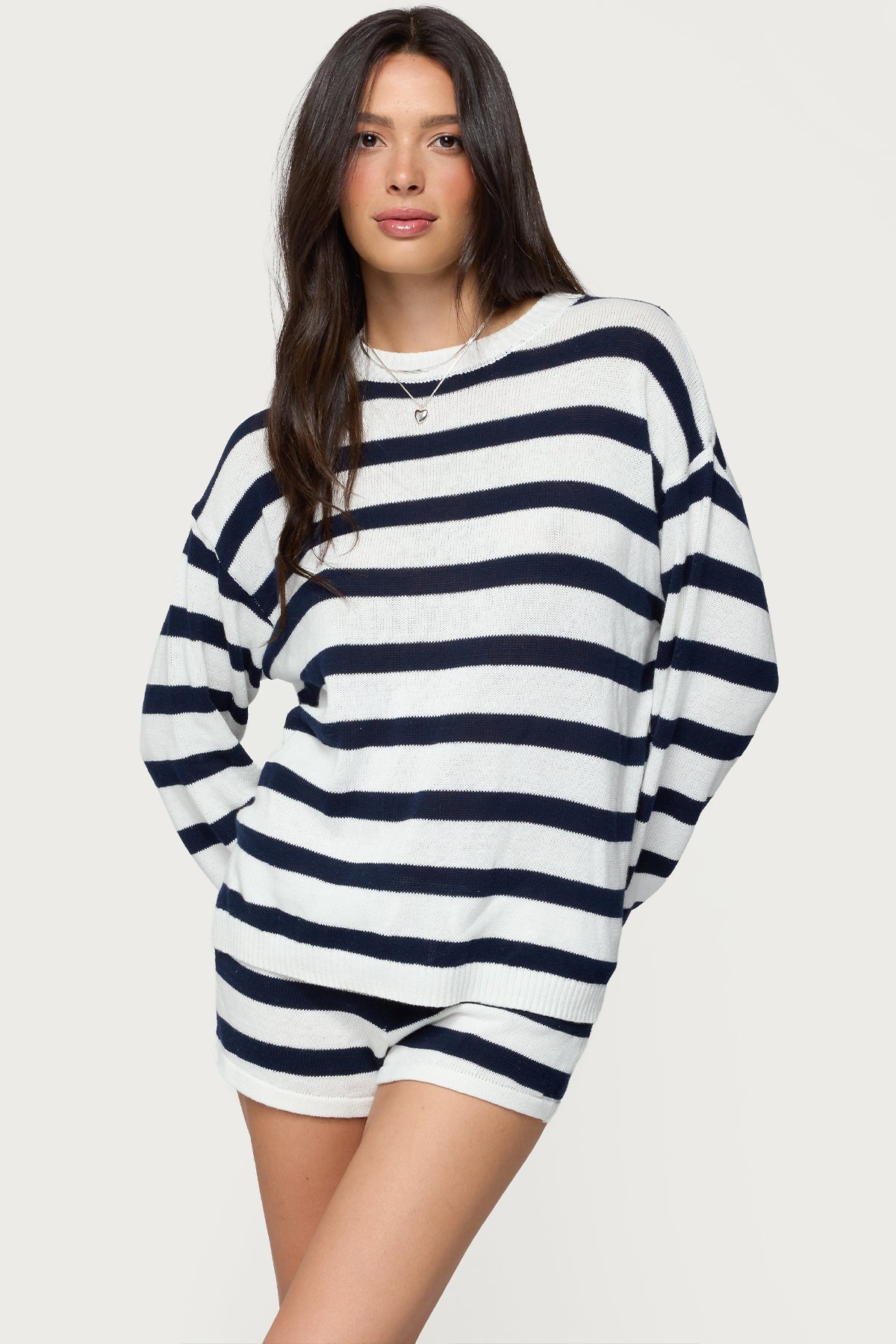 Lyssa Oversized Striped Knit Sweater + FREE Shorts