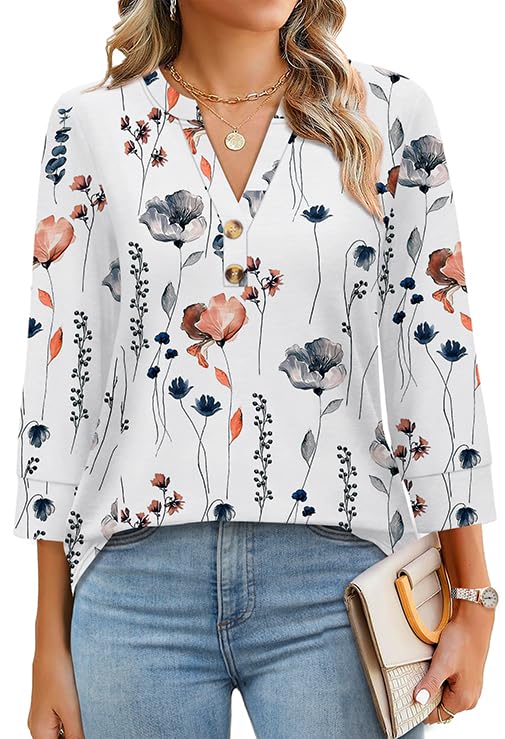 Melinda V-Neck Button Blouse