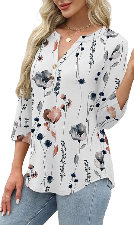 Melinda V-Neck Button Blouse