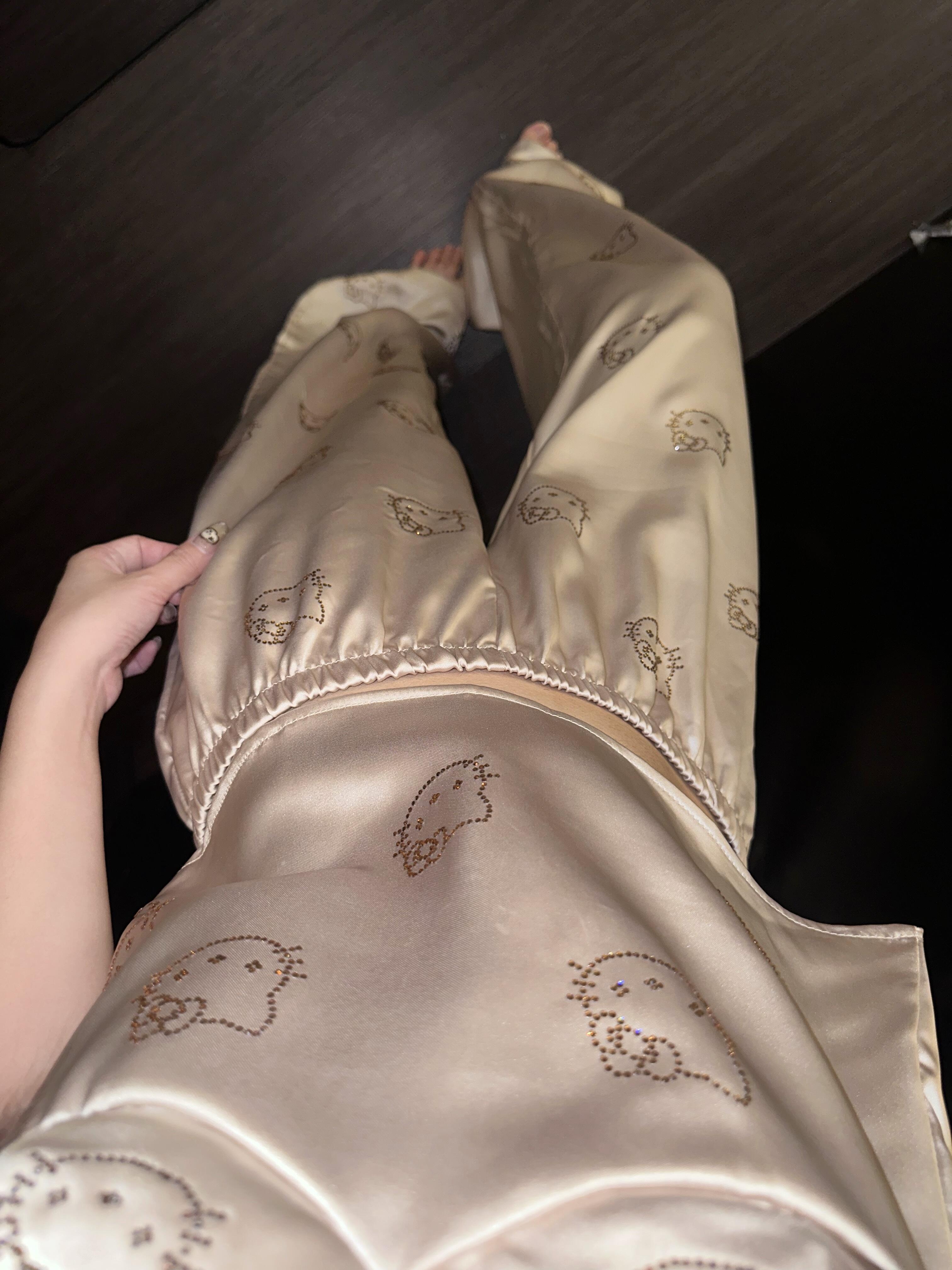 Hello Kitty Champagne Satin Pajama Set