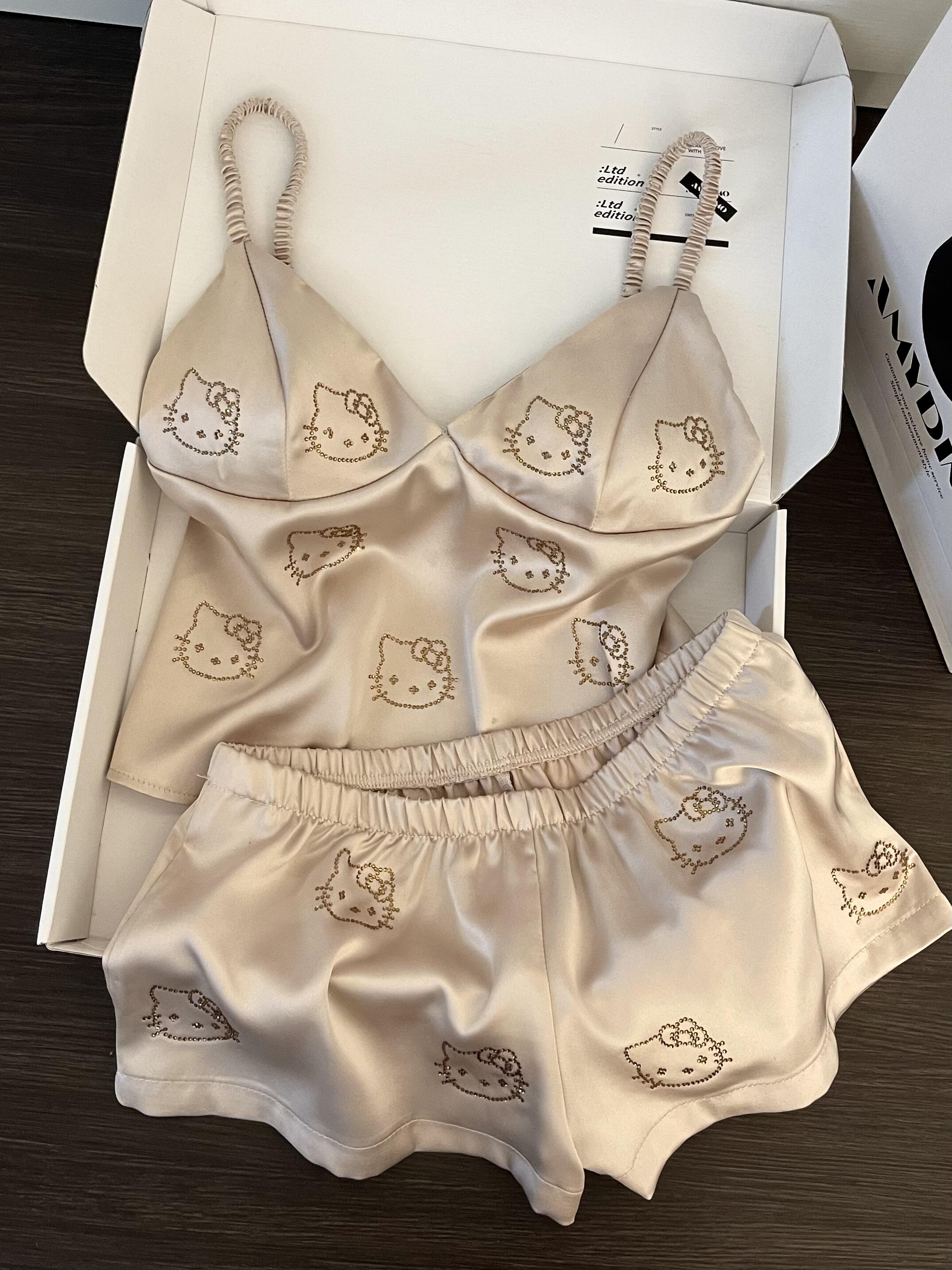 Hello Kitty Champagne Satin Pajama Set