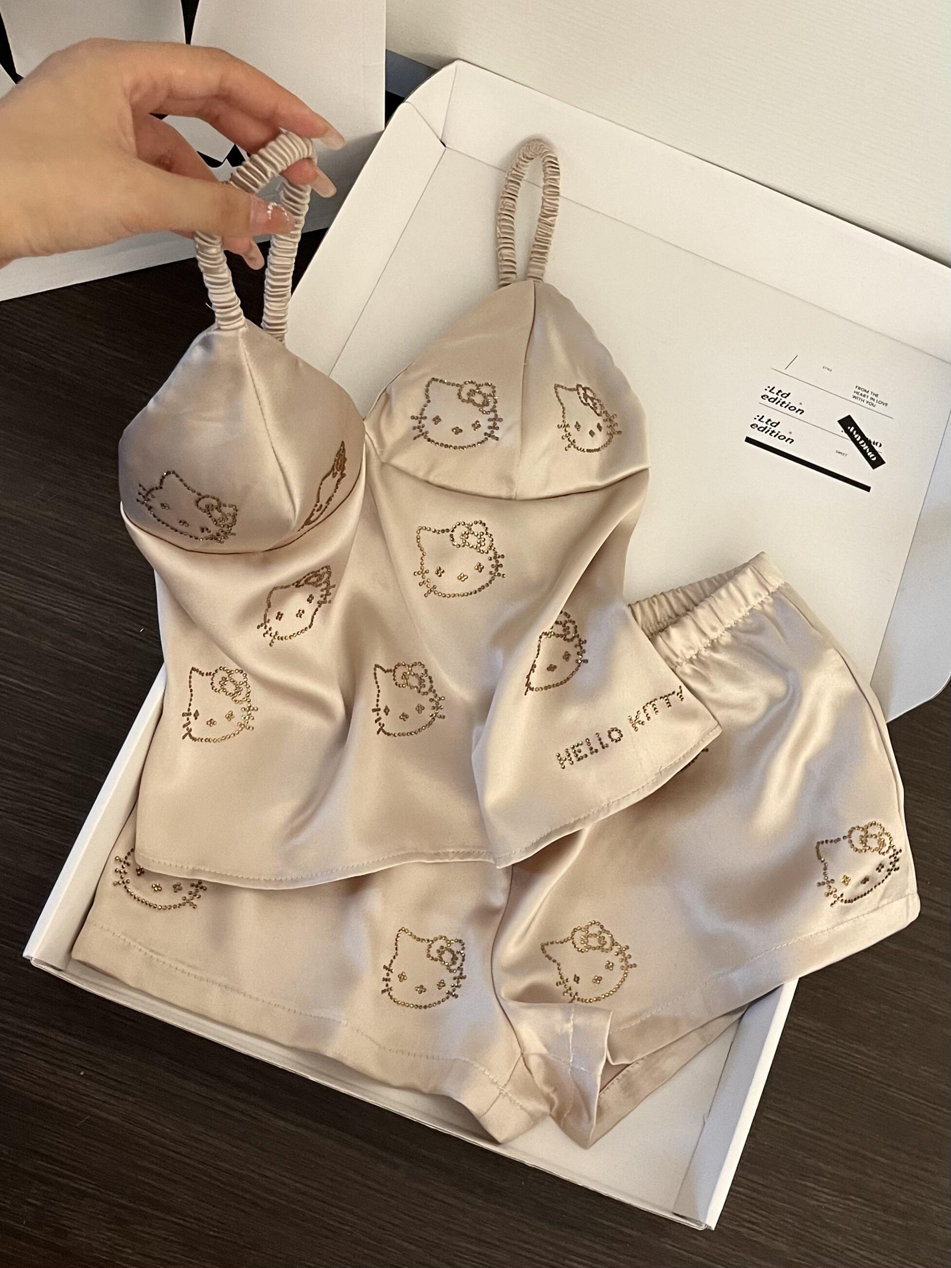 Hello Kitty Champagne Satin Pajama Set